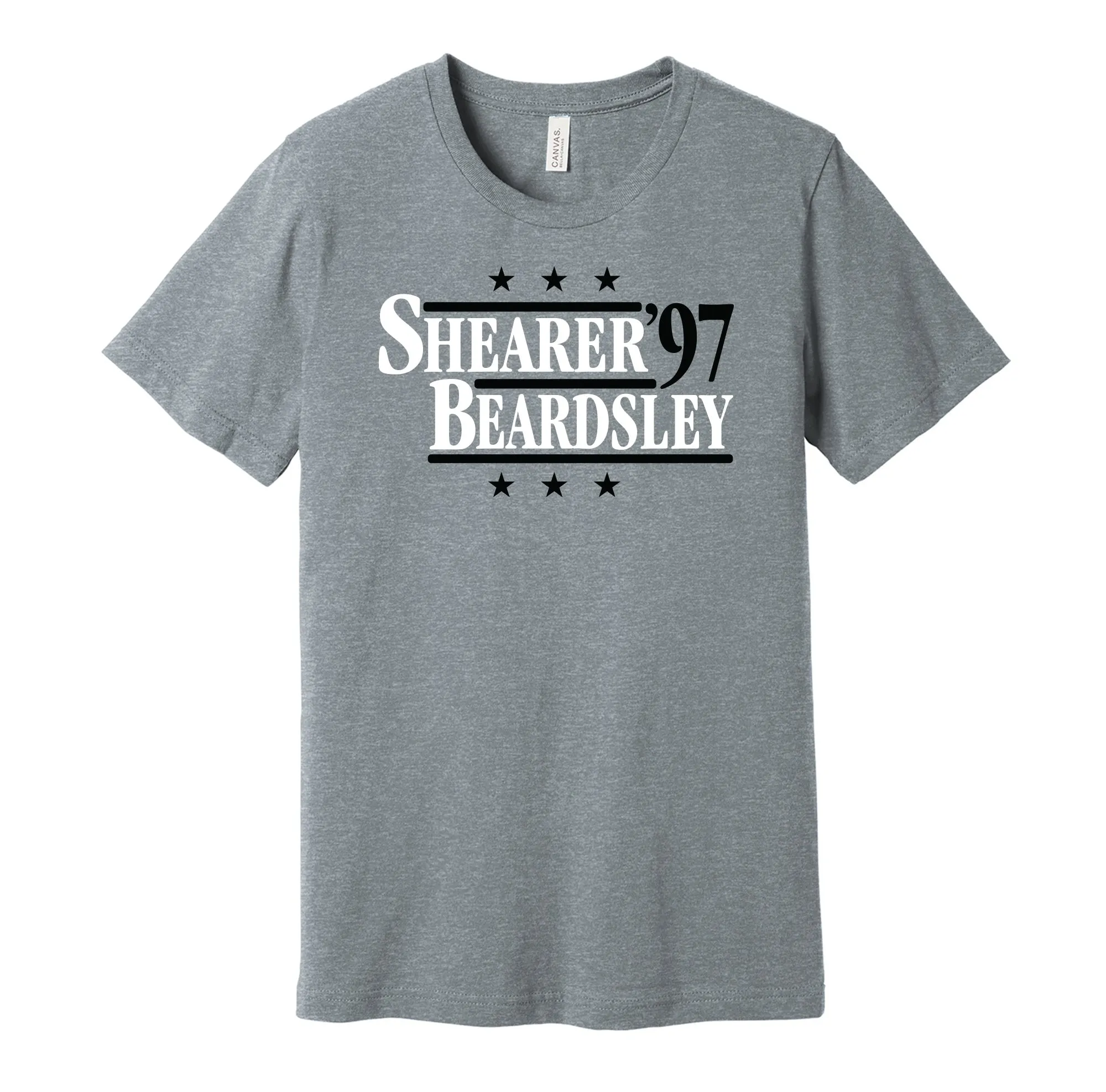 Shearer & Beardsley '97 - Newcastle Football Legends Political Campaign Parody T-Shirt - Hyper Than Hype Shirts