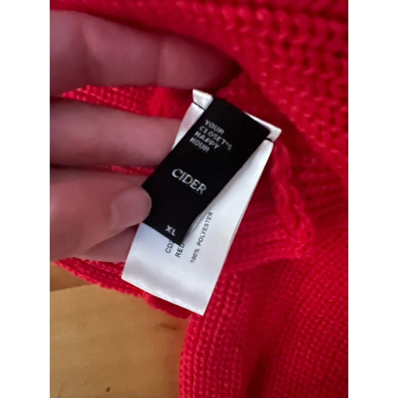 Shein Women's Red Cropped Cross Turtleneck Knit Sweater, Size XL