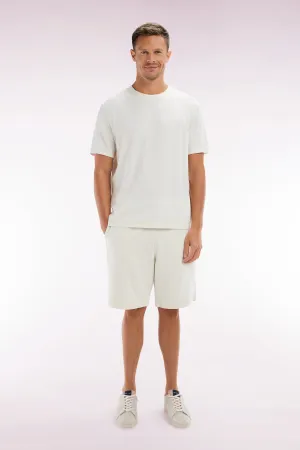 Short en molleton coton beige coupe décontractée