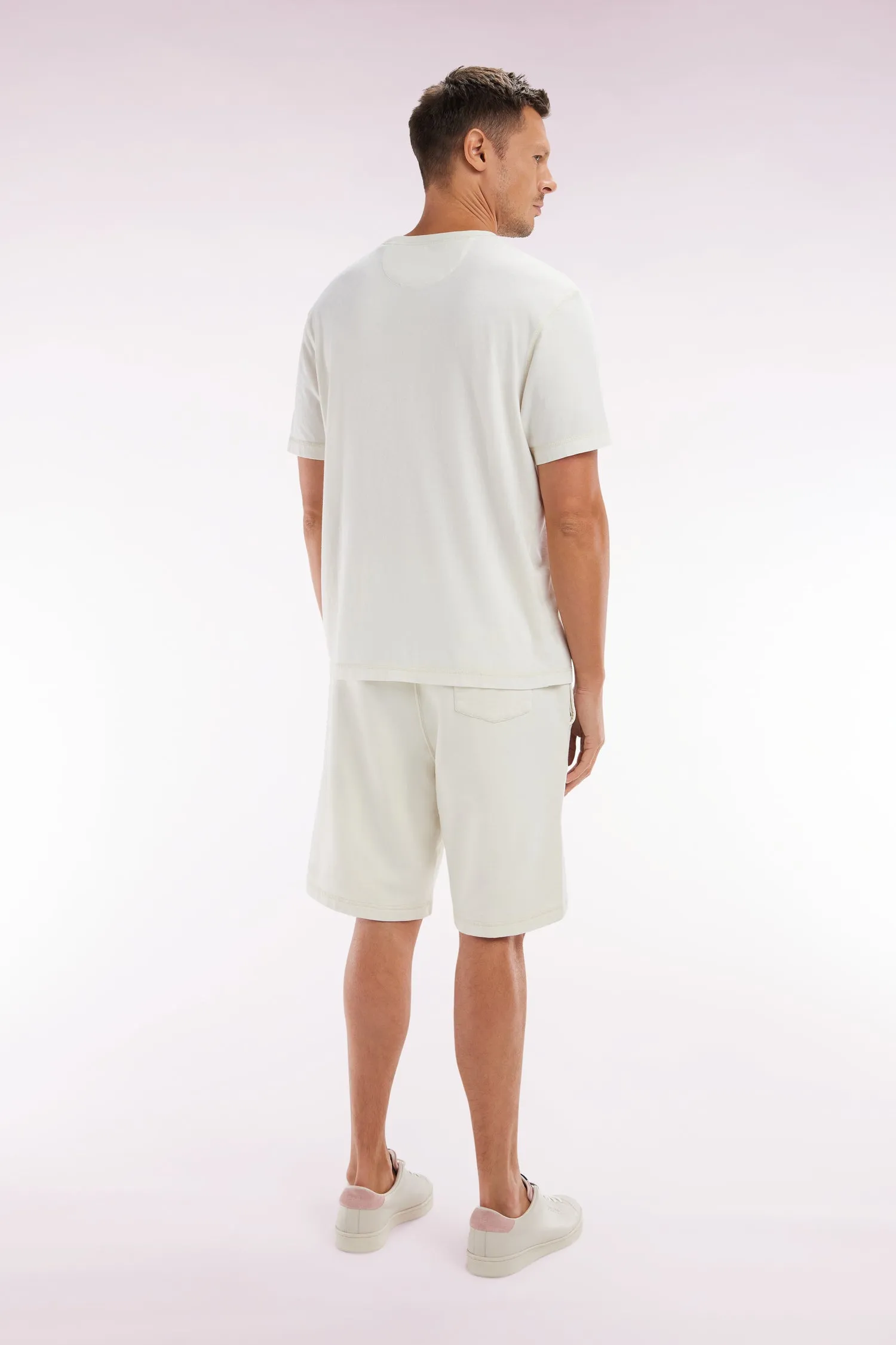 Short en molleton coton beige coupe décontractée