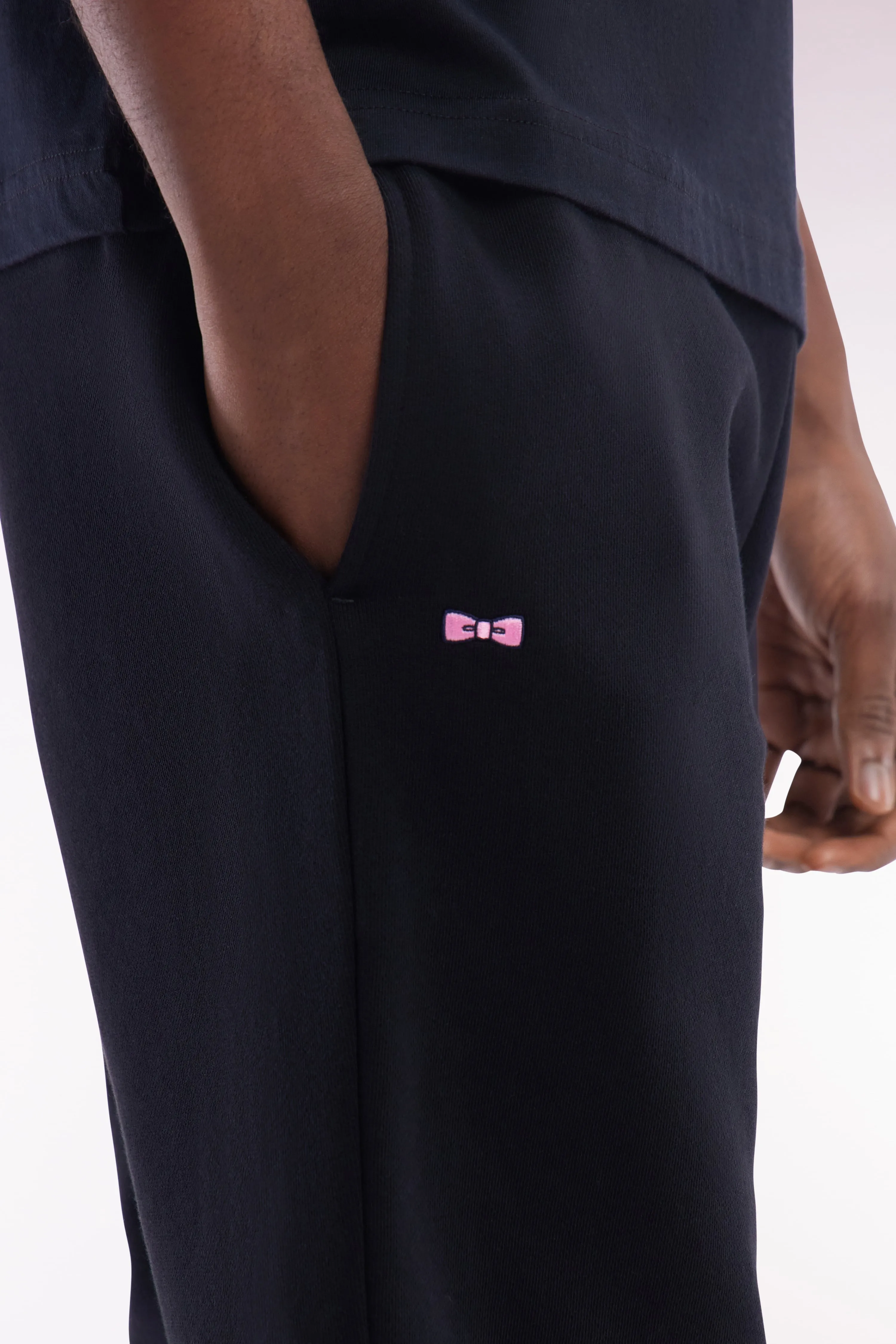 Short en molleton coton noir coupe droite