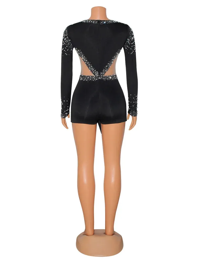 Short Prom Dresses Long Sleeve Mermaid Sequins Beaded Evening Gowns Sexy Thigh Slit Party Wear