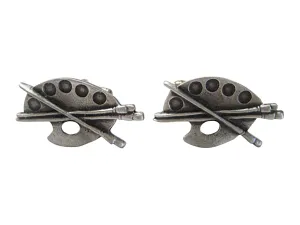 Silver Toned Textured Art Palette Cufflinks