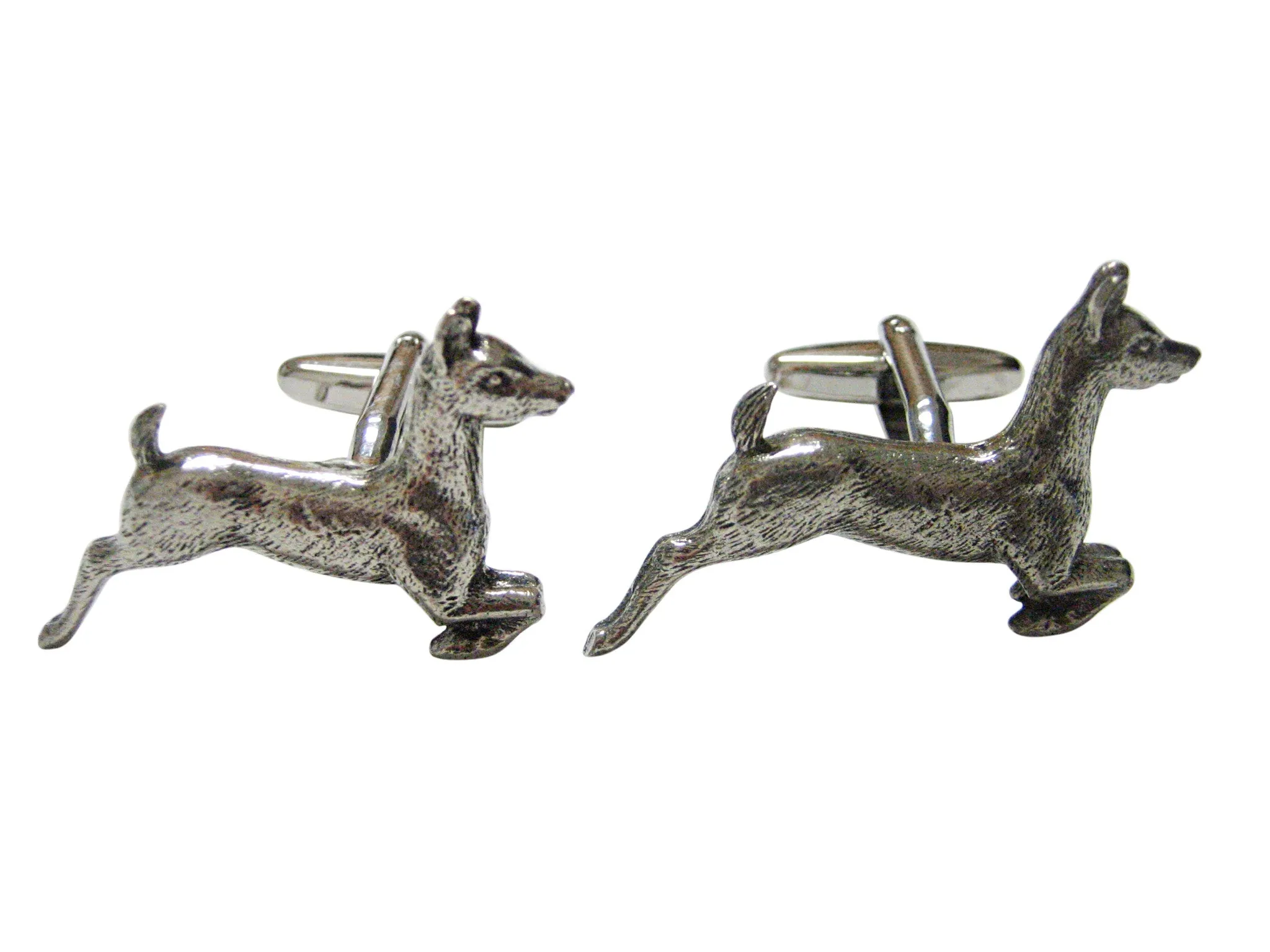 Silver Toned Textured Deer Cufflinks