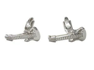 Silver Toned Textured Guitar Cufflinks