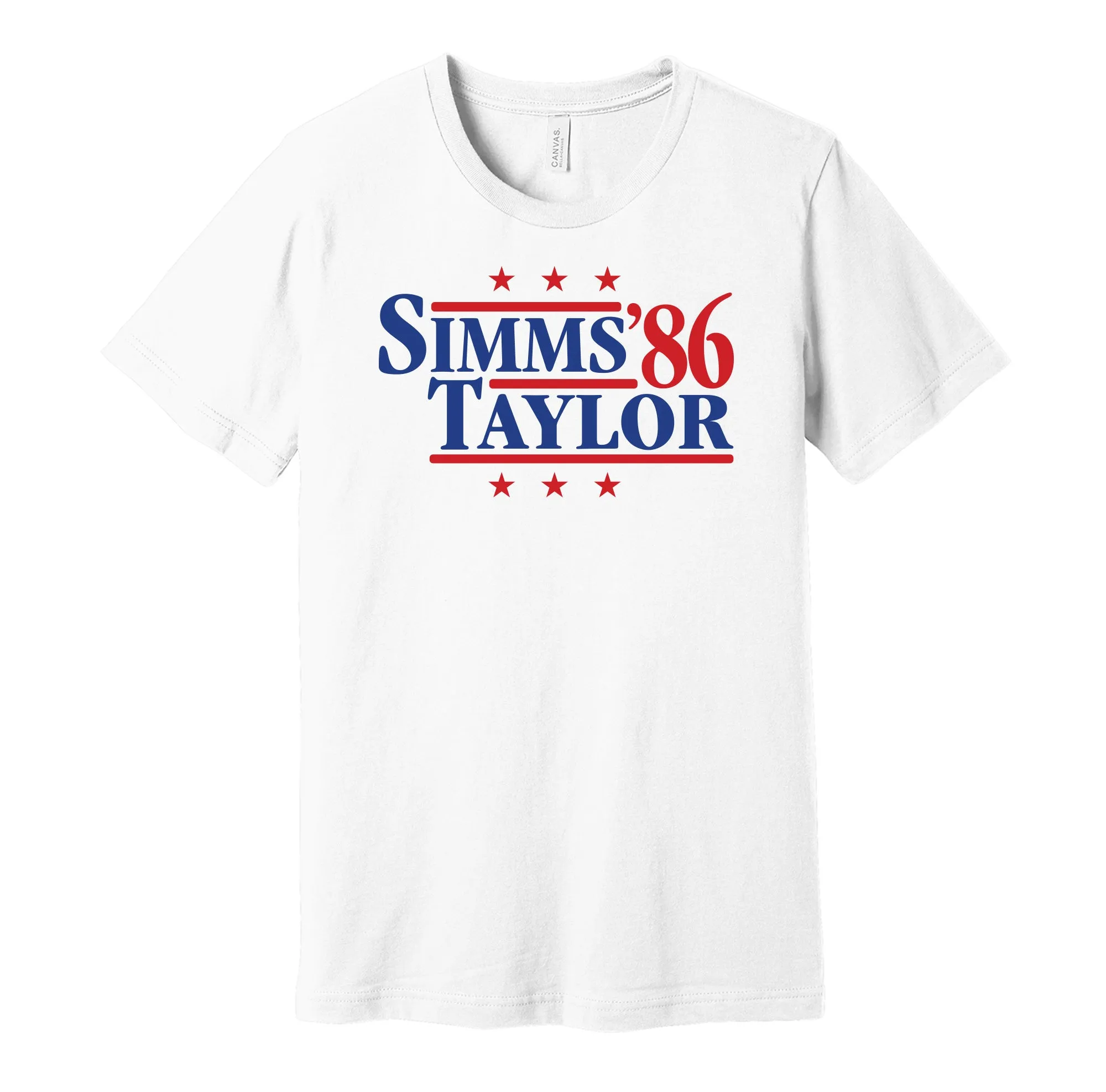 Simms & Taylor '86 - New York Football Legends Political Campaign Parody T-Shirt - Hyper Than Hype Shirts