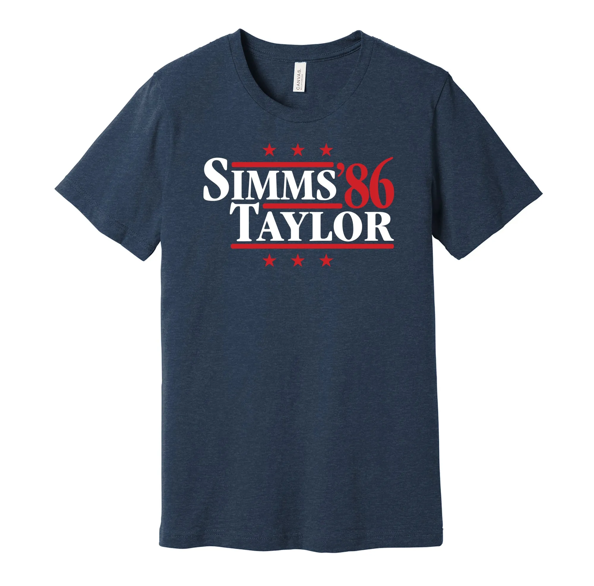Simms & Taylor '86 - New York Football Legends Political Campaign Parody T-Shirt - Hyper Than Hype Shirts