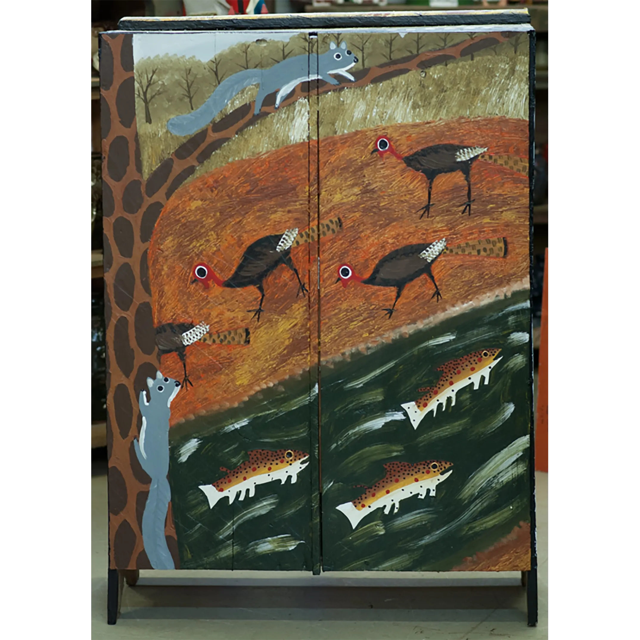 Six Paintings Hand Made Cabinet