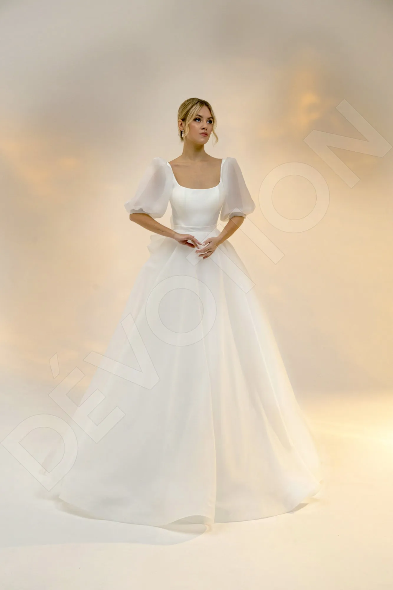 Skyler Princess/Ball Gown Square Light Ivory Wedding dress