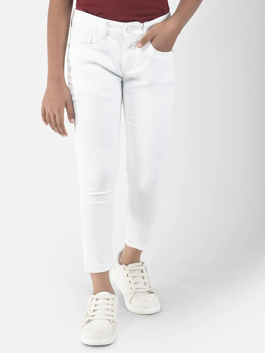 Slim-Fitting White Jeans