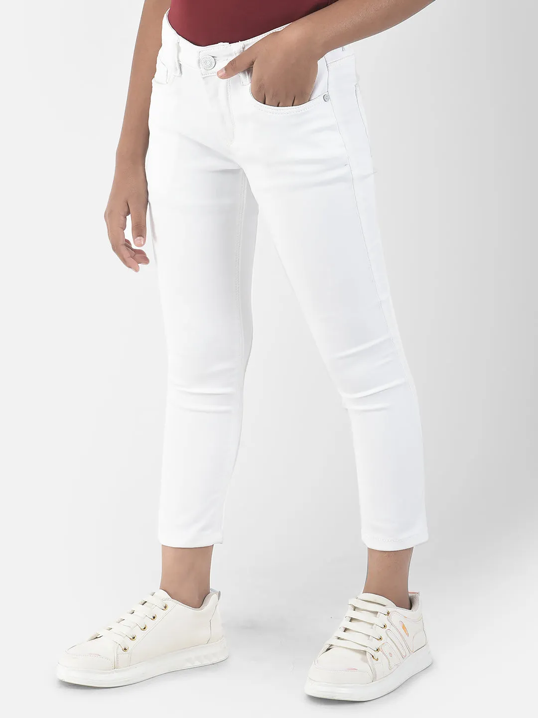 Slim-Fitting White Jeans