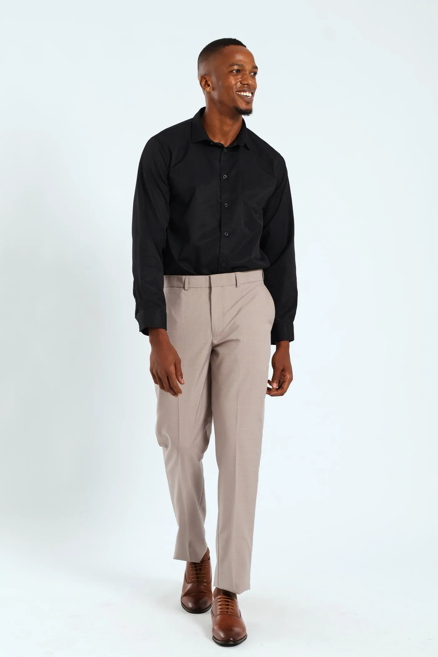 Slim Textured Long Sleeve Shirt - Black