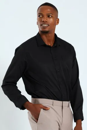 Slim Textured Long Sleeve Shirt - Black