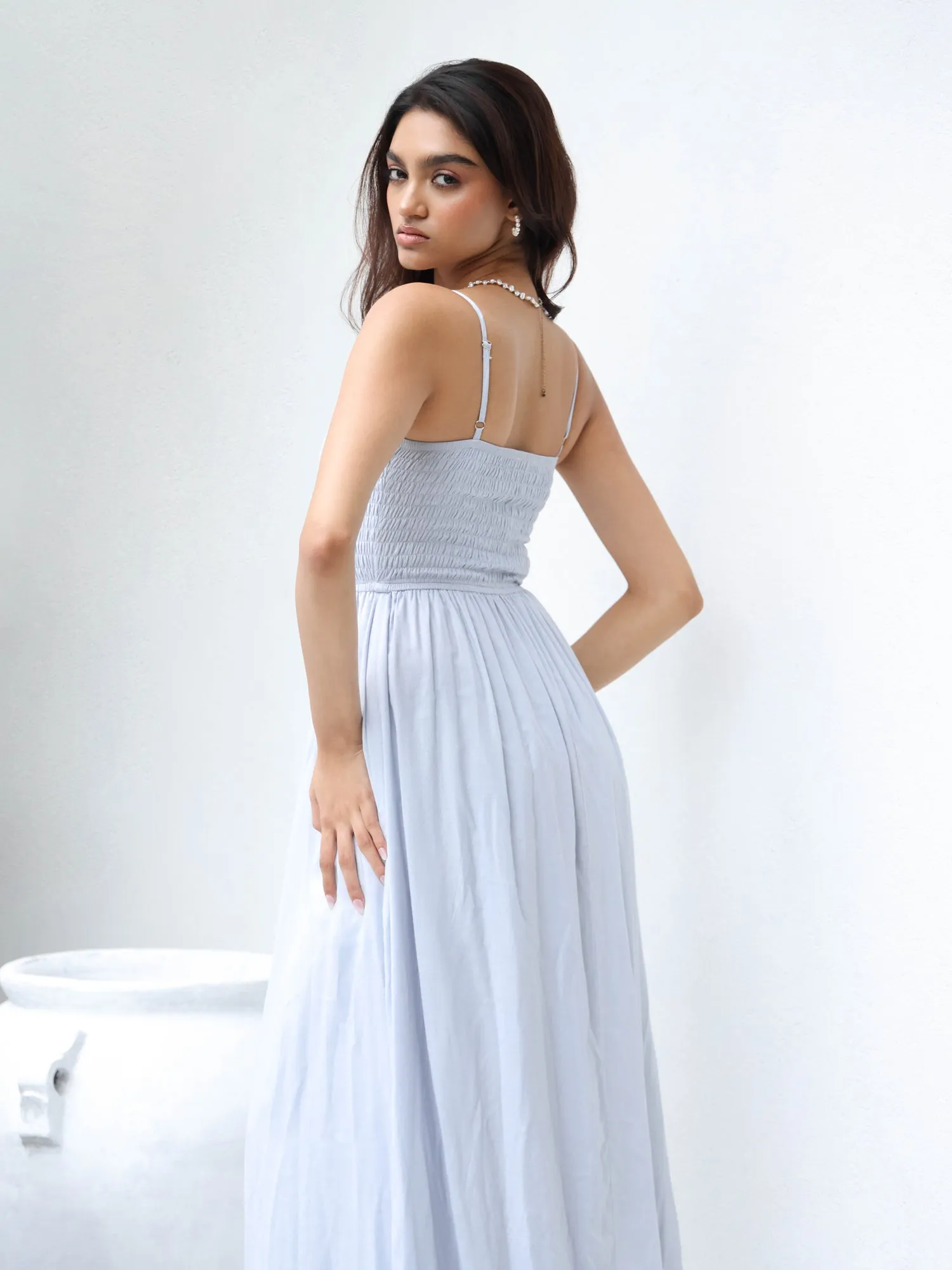 Smocking Detailed Maxi Dress
