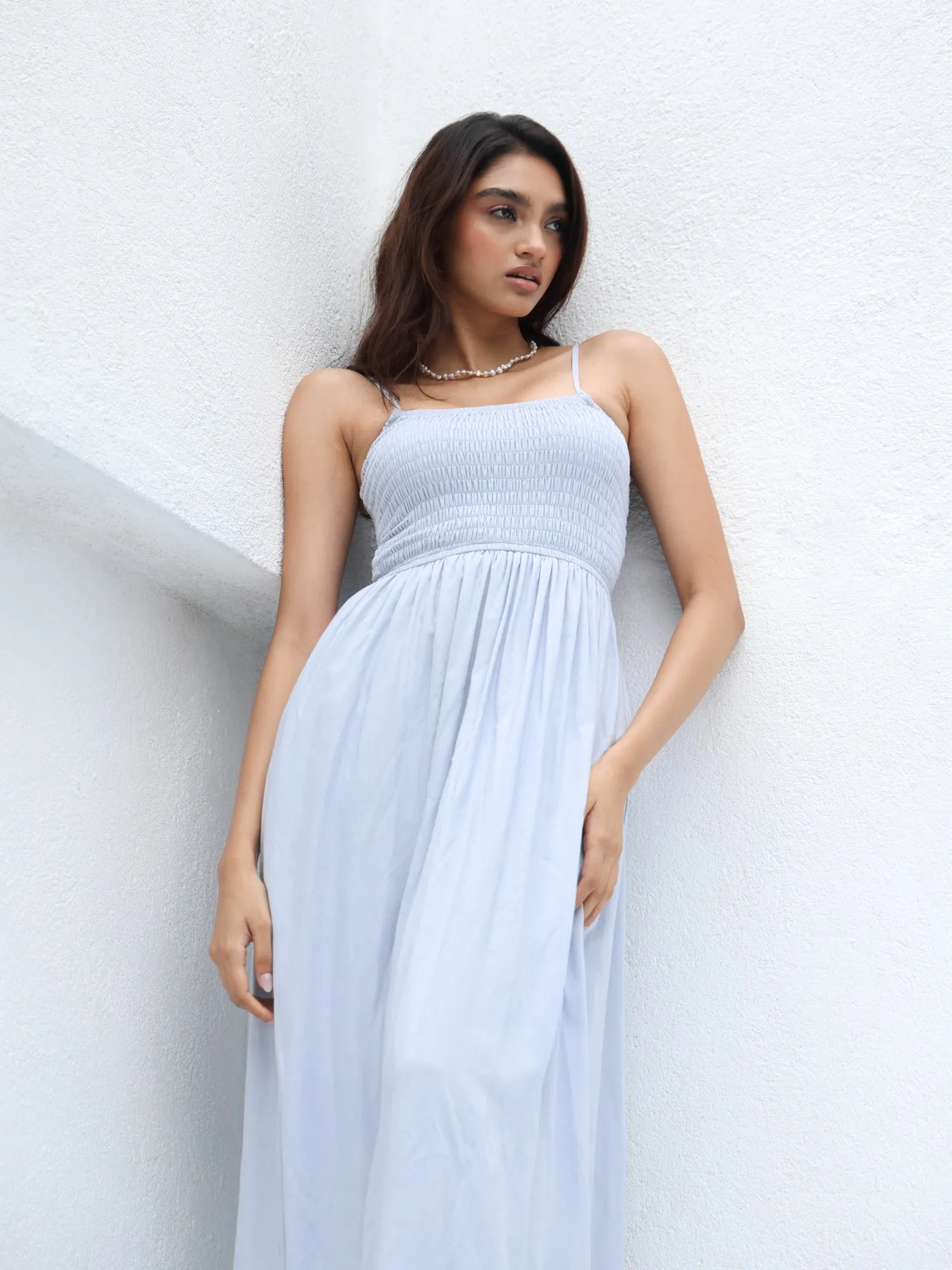 Smocking Detailed Maxi Dress