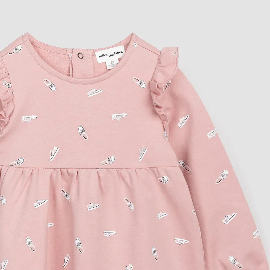 Sneaker Print on Rose Terry Dress
