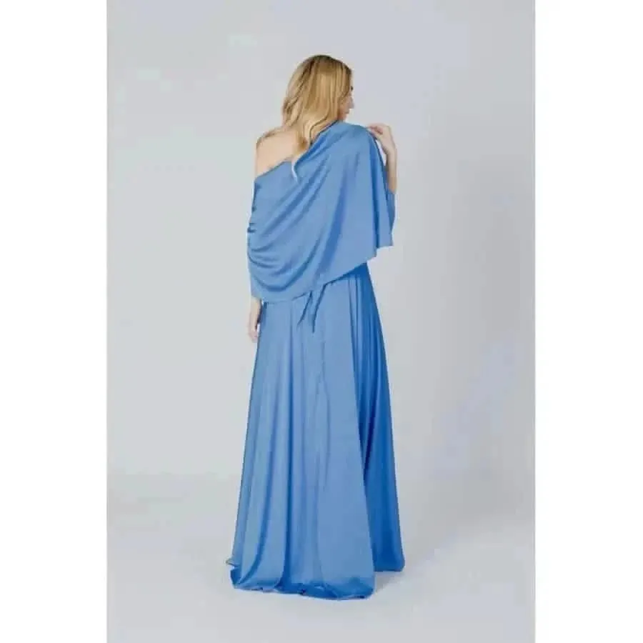 Sol Wears Women's Light Blue V-Neck Dress