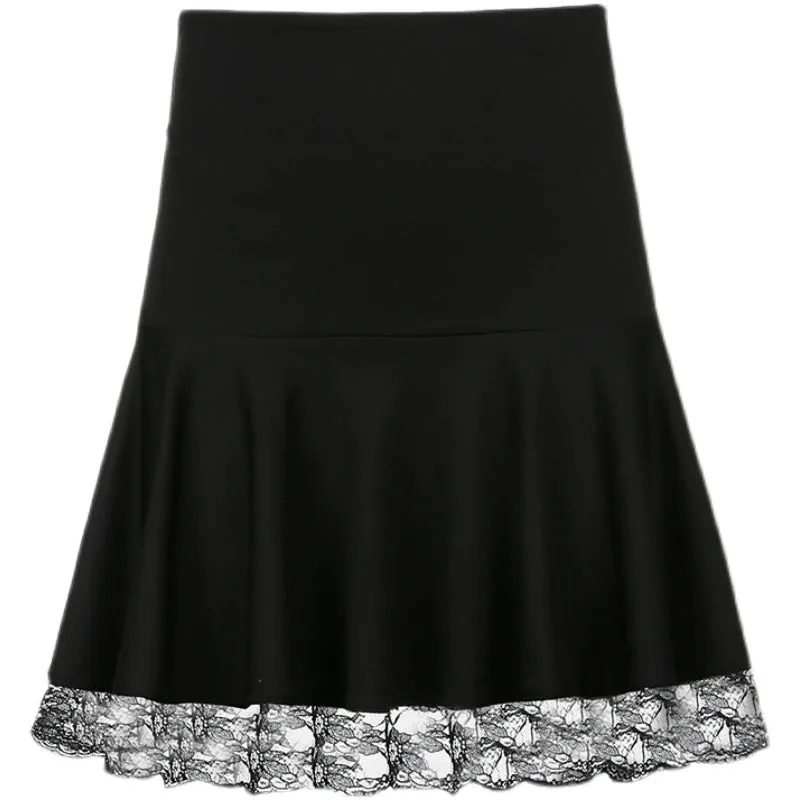 Solid color lace trim skirt  KF9253