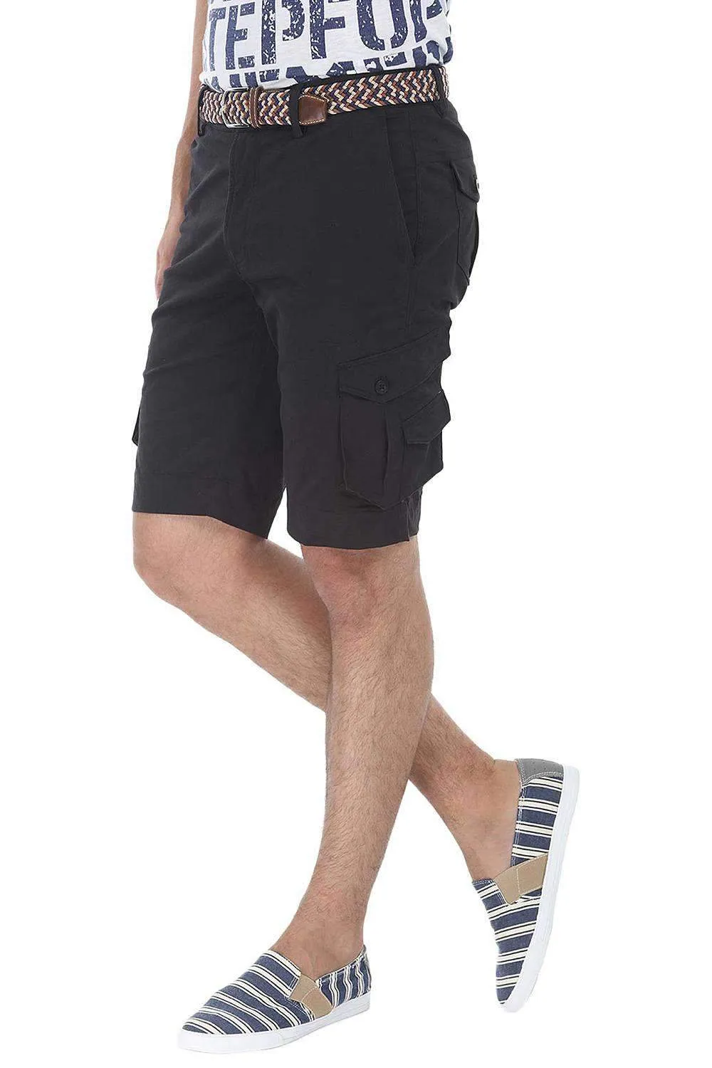Solid Cotton Twill Slim Fit Shorts