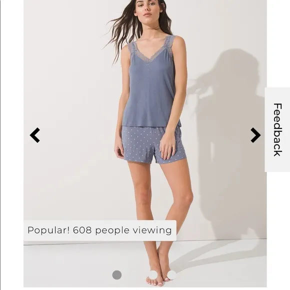SOMA Cool Nights® Rib Lace Cami &amp;Shorts Pajama Set