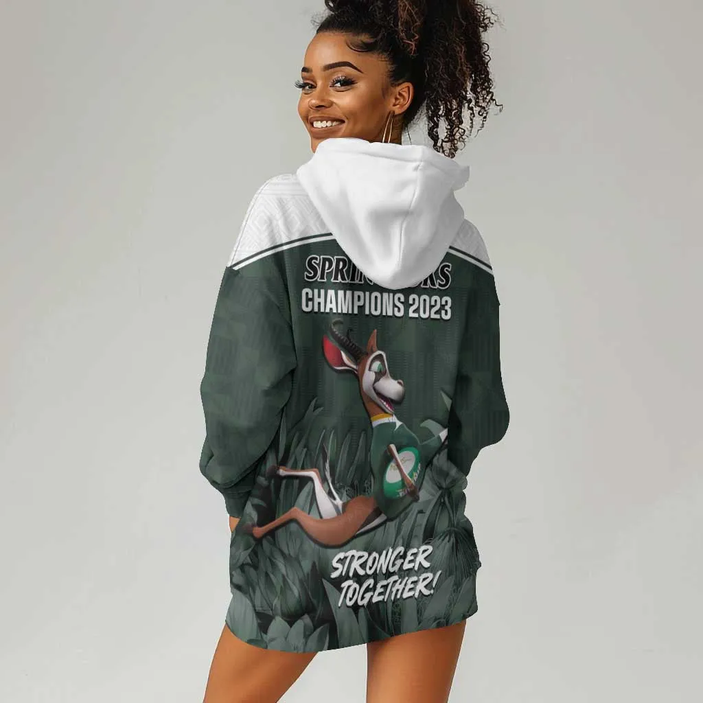 South Africa Rugby Hoodie Dress Springboks 4th Champions World Cup Proud Bokke LT14