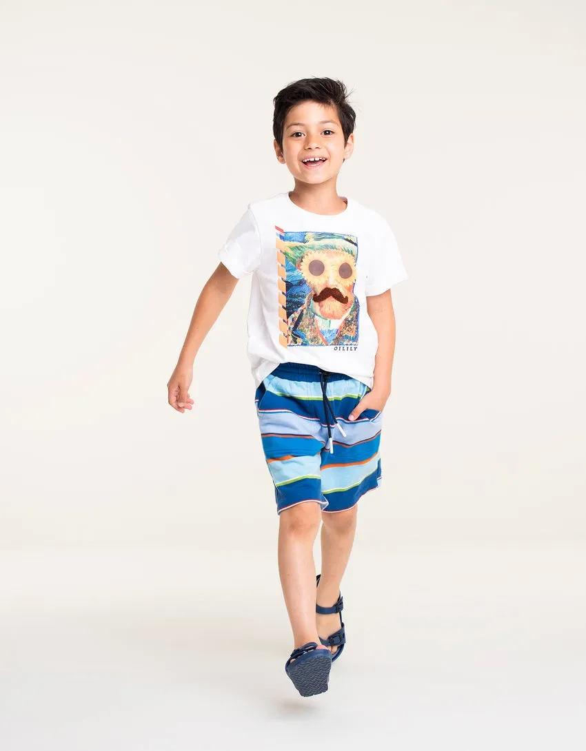 SS22 Oilily Boys Punt Multi-Stripe Blue Sweat Shorts 55
