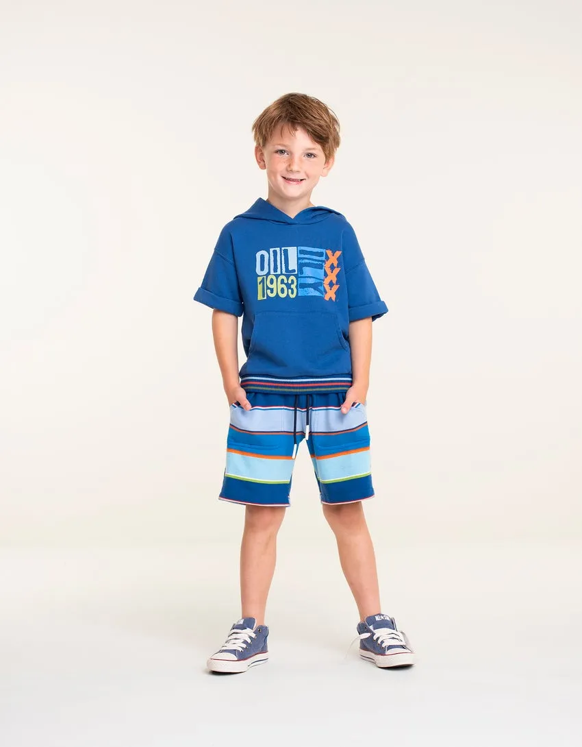 SS22 Oilily Boys Punt Multi-Stripe Blue Sweat Shorts 55