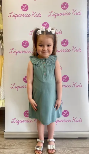 SS23 Laranjinha Girls Green Dress V3606