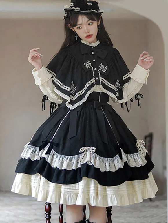 Steampunk Lolita SK Black Bows Lace Lolita Skirts