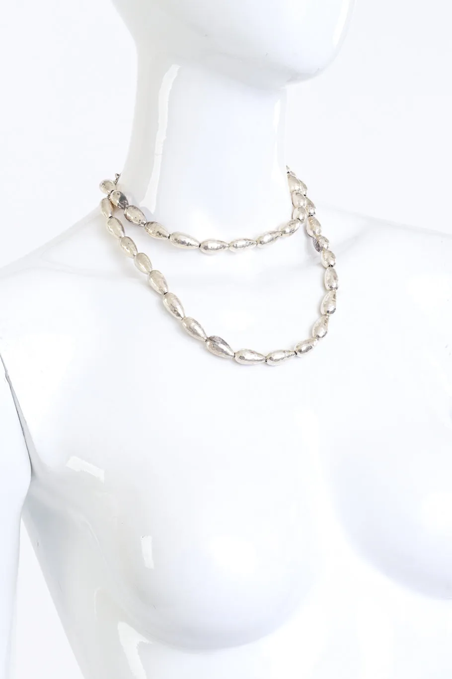 Sterling Silver Hammered Bead Necklace