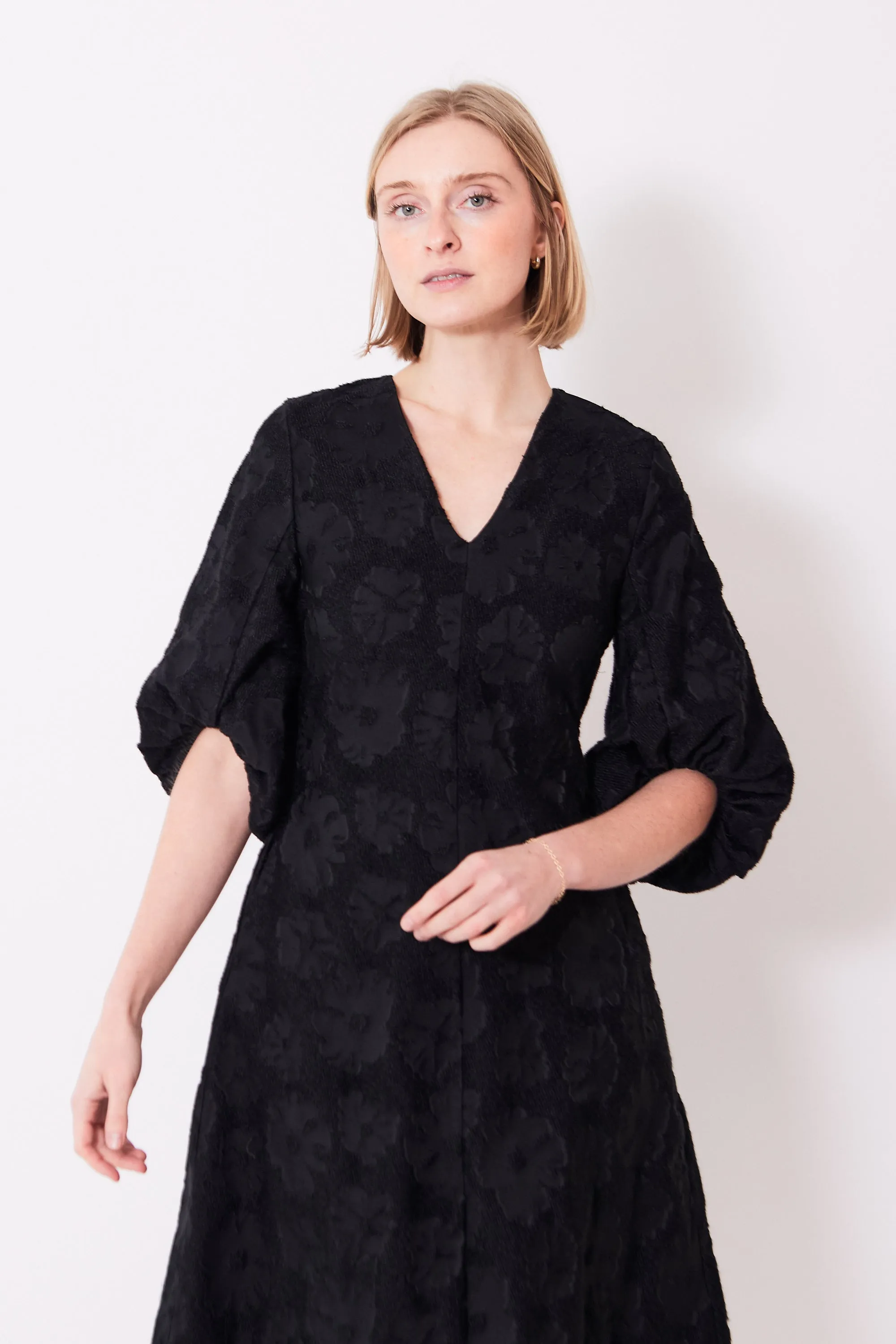 Stine Goya Volume Mid Sleeves Midi Dress