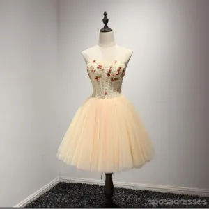 Strapless Beaded Homecoming Prom Dresses, Affordable Short Party Corset Back Prom Dresses, Perfect Homecoming Dresses, CM211