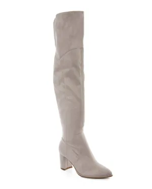 Suede Over The Knee Boot Light Gray