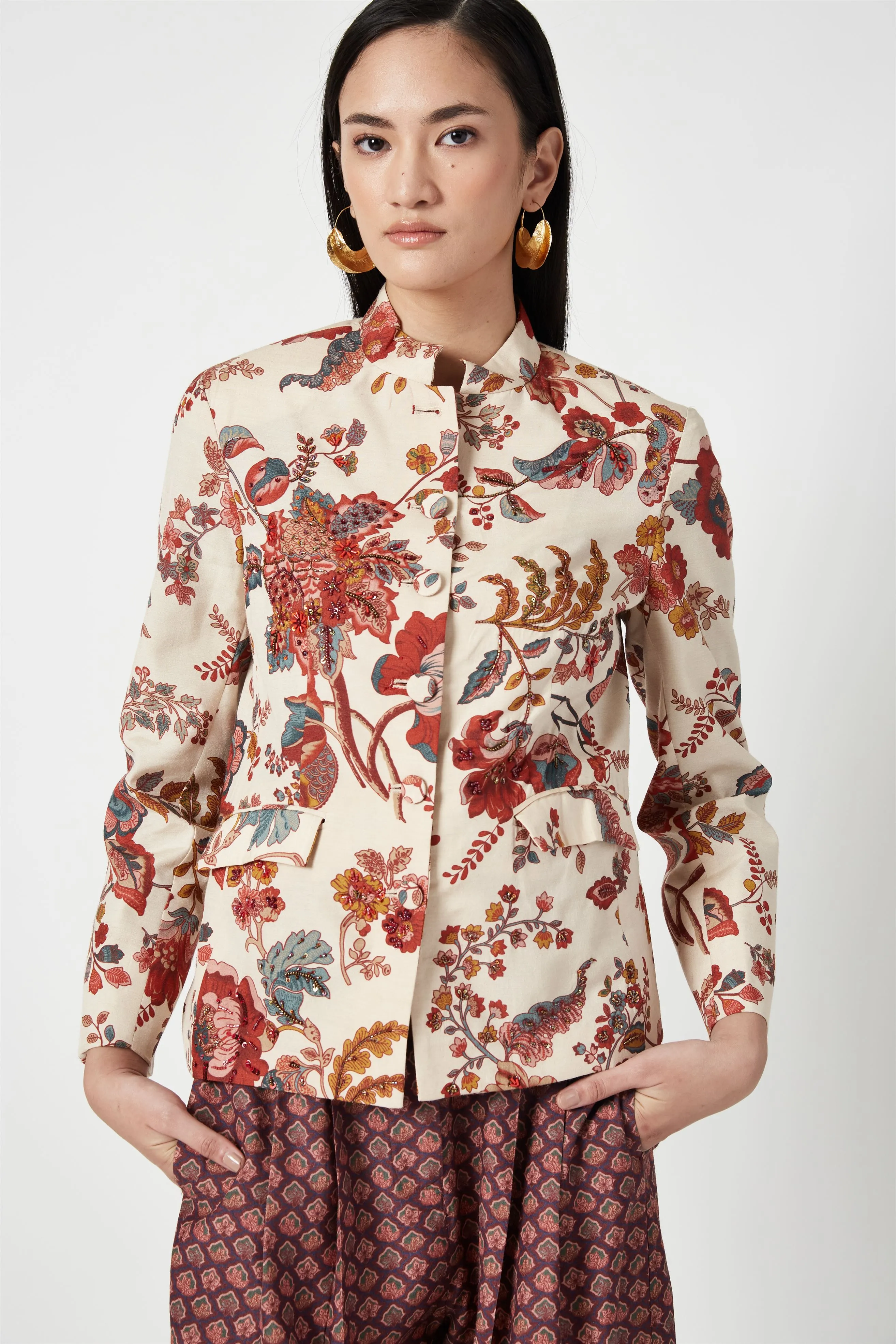 Summer Jacket Pure Silk Embroidered-Fashion Edit Java 3-7JV-81-Payal Pratap