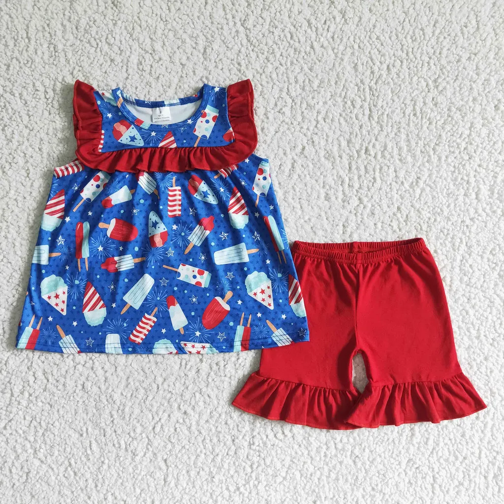 Summer Popsicle Girls Shorts Set