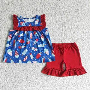 Summer Popsicle Girls Shorts Set