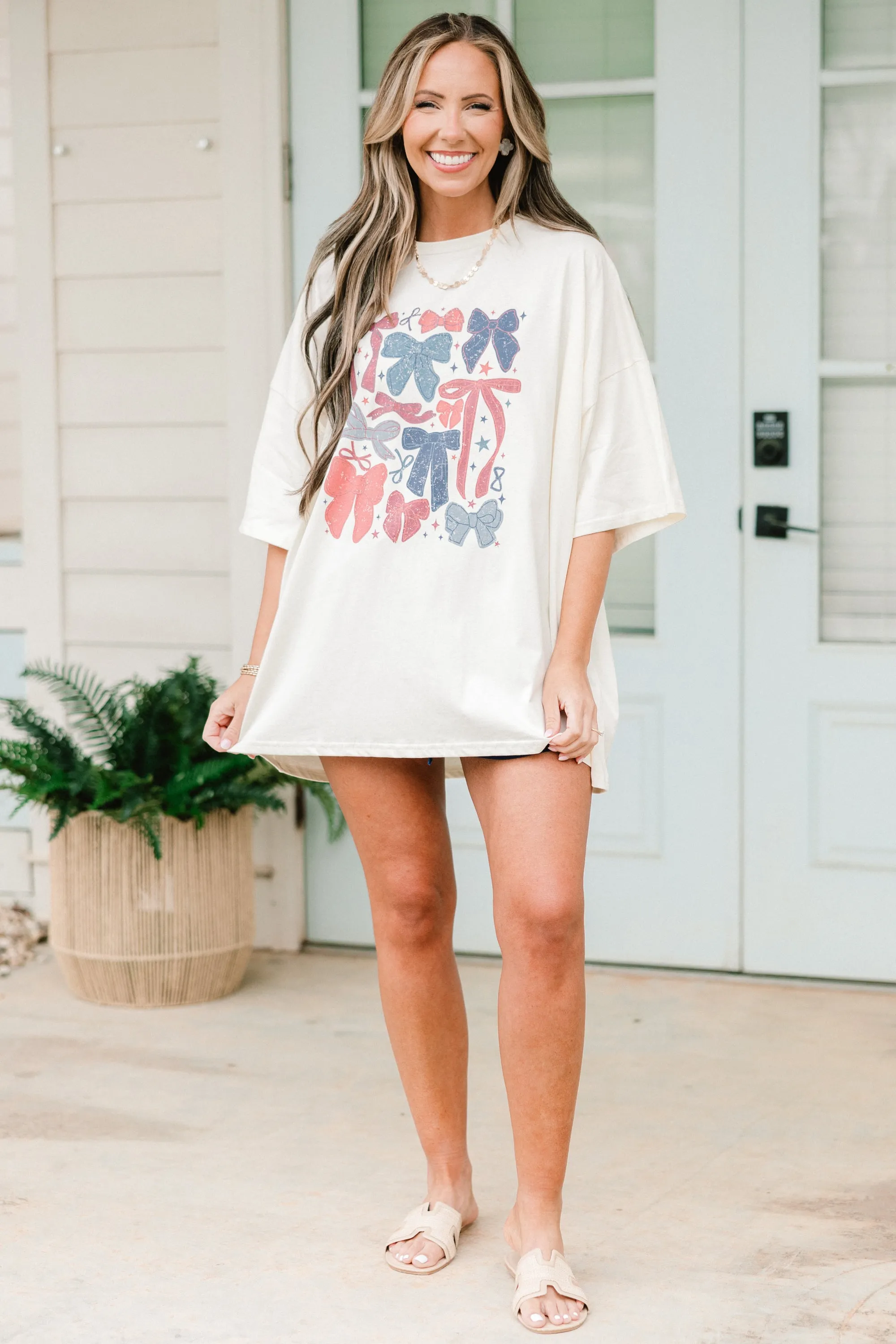 Sweet American Summer Boyfriend Tee, Ivory