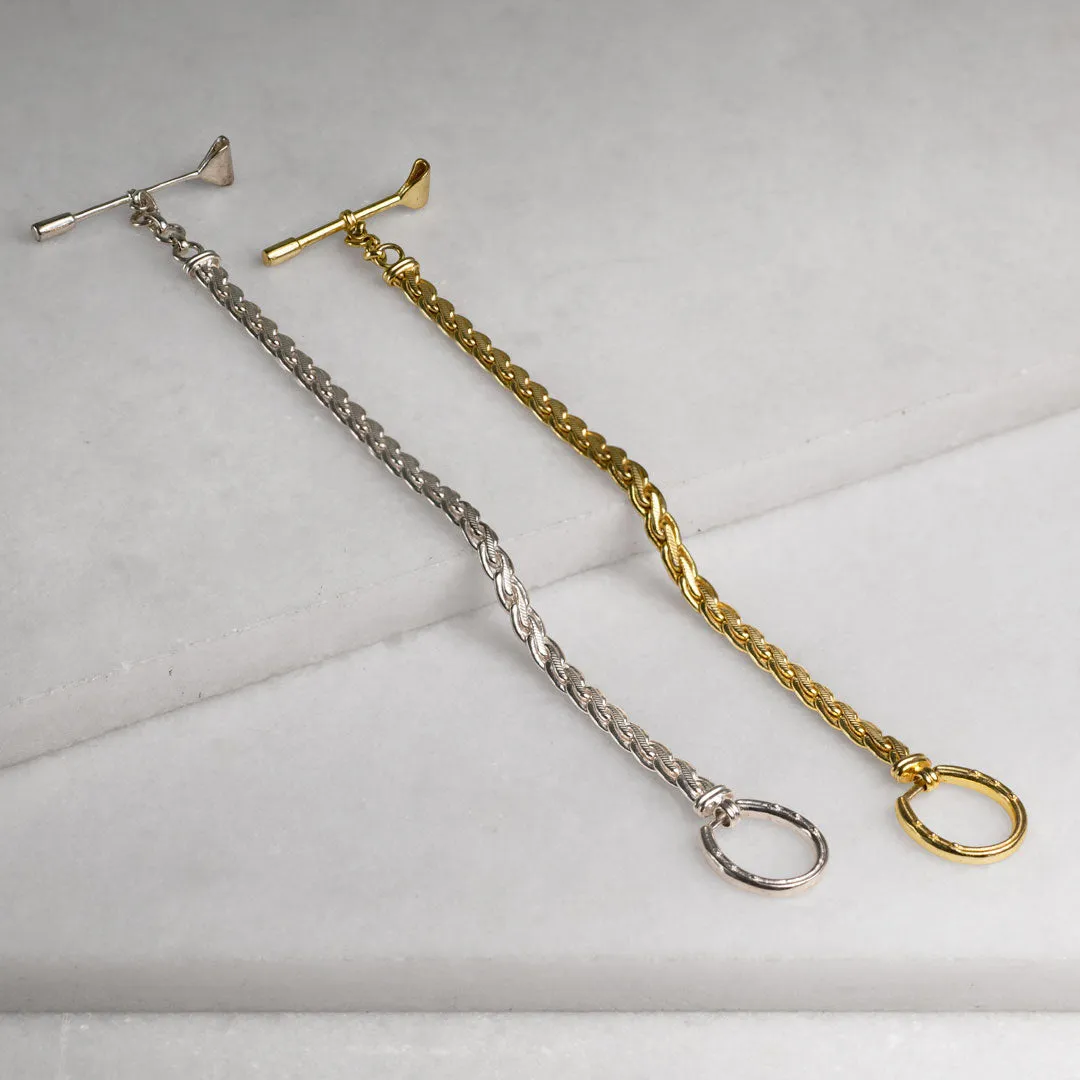 T Bar Petite Chain Horseshoe Buckle Clasp 14K Gold Plated Brass Bracelet