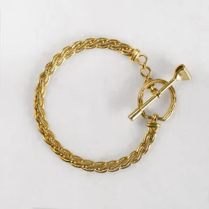 T Bar Petite Chain Horseshoe Buckle Clasp 14K Gold Plated Brass Bracelet