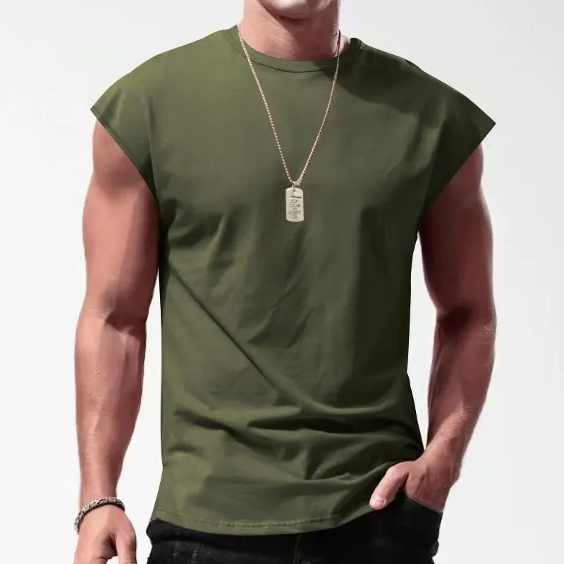 T-shirt de sport uni sans manches vintage