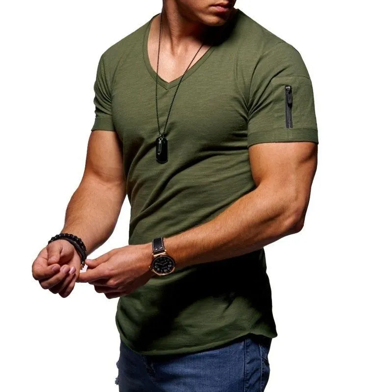 T-shirt à encolure en V en coton vintage