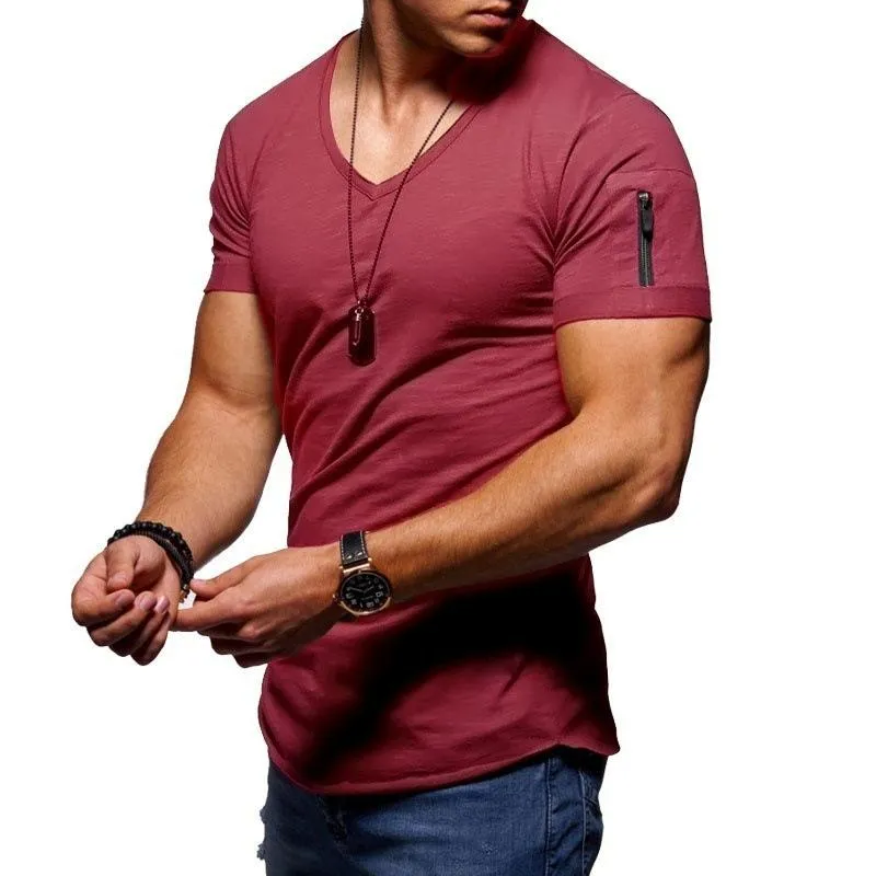 T-shirt à encolure en V en coton vintage