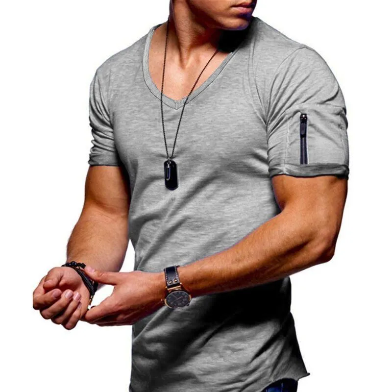 T-shirt à encolure en V en coton vintage