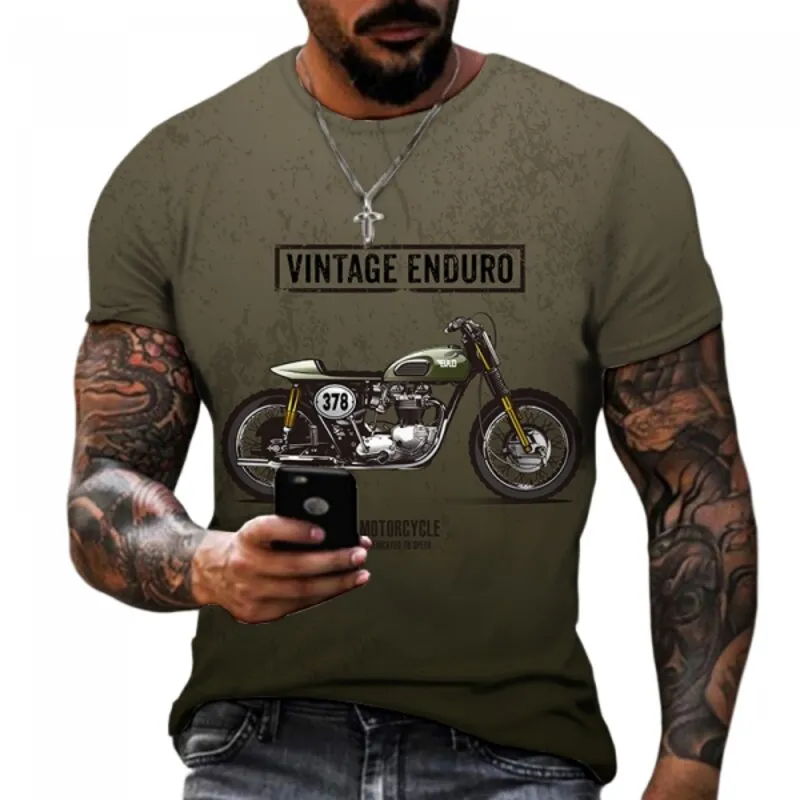 T-Shirt Kaki Vintage Moto