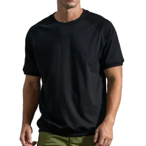 T-shirt uni à col rond et manches raglan vintage