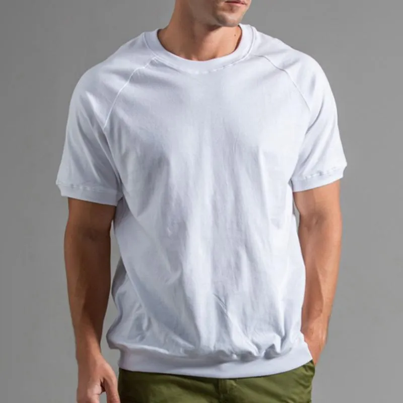 T-shirt uni à col rond et manches raglan vintage