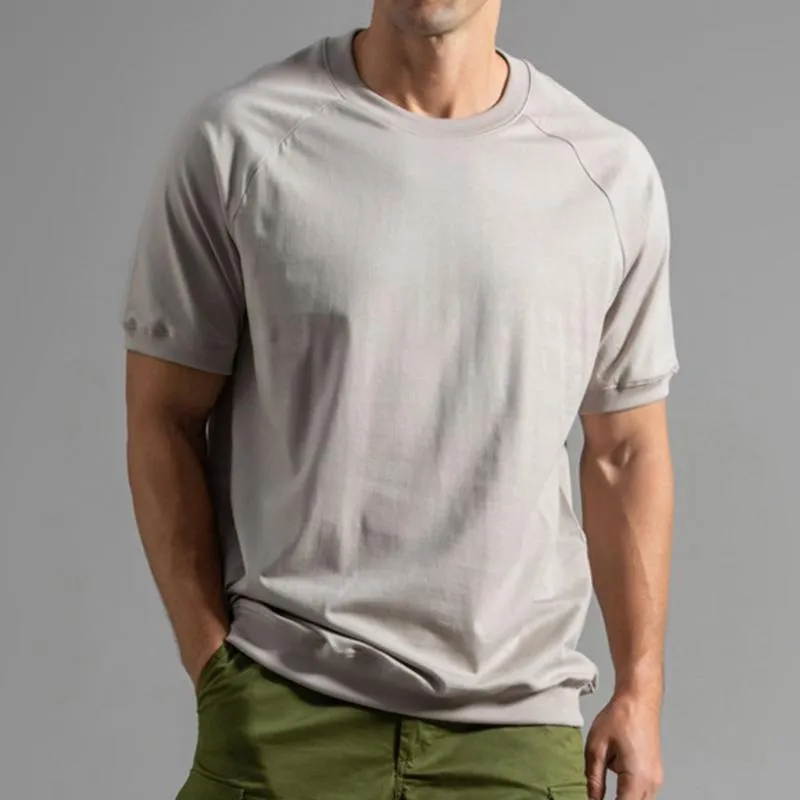 T-shirt uni à col rond et manches raglan vintage
