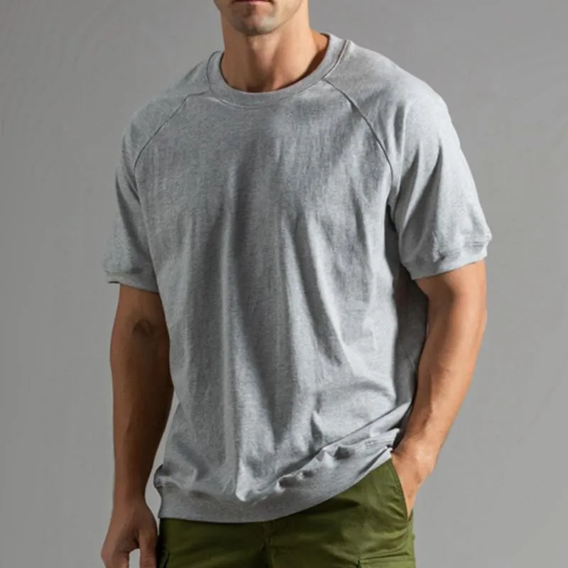 T-shirt uni à col rond et manches raglan vintage