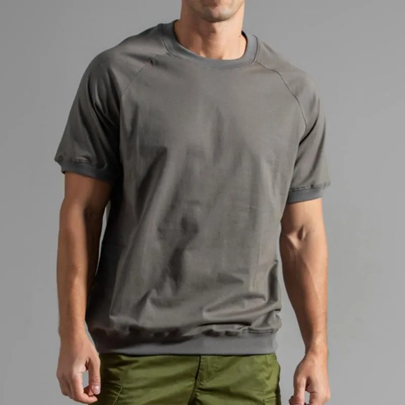 T-shirt uni à col rond et manches raglan vintage