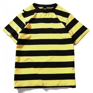 T Shirt Vintage Jaune Rayure Col Coir